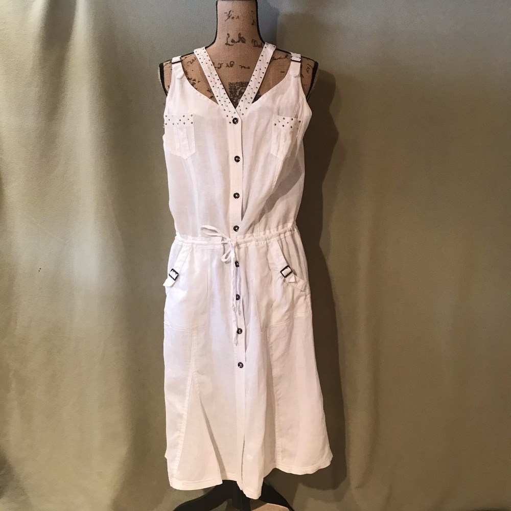 New Steilman  Exclusive Design Dress Button down Pockets Linen  100% Germany
